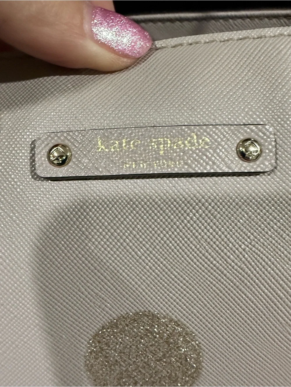 kate spade Cream Tote with Gold Glitter Polka Dots